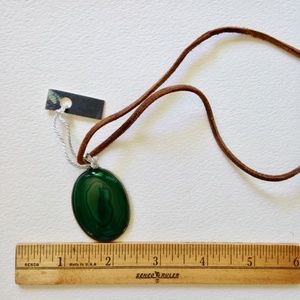 necklace green malachite stone oval sterling silve